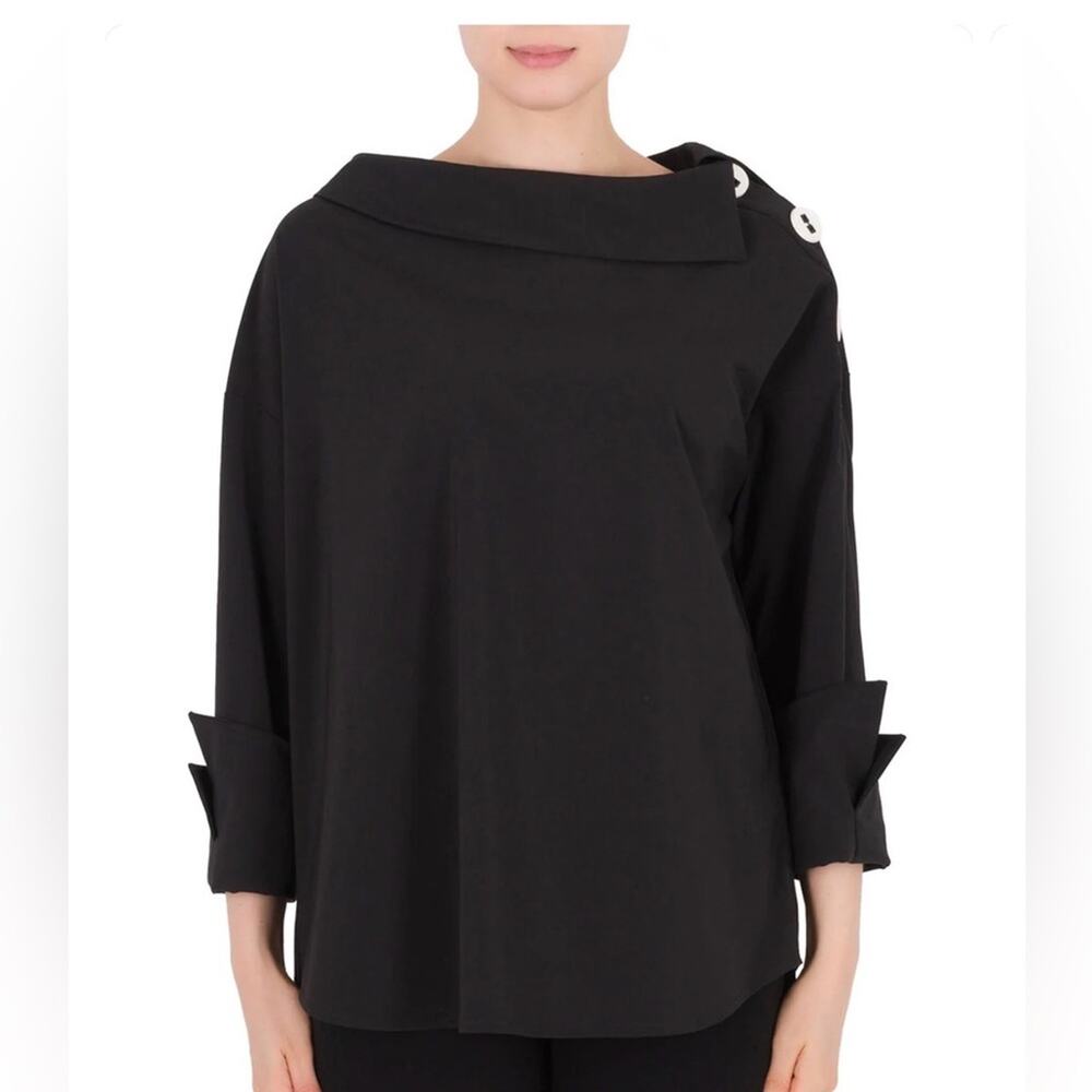 Joseph Ribkoff Black Blouse with Button Detail